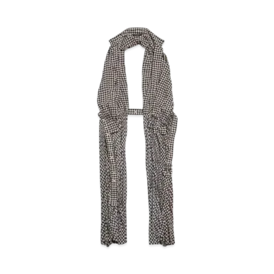 BALENCIAGA Pleated Dress Stola "Black/Off White"