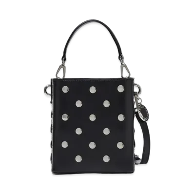 STELLA McCARTNEY Frayme Studded Small Bucket Bag "Pitch Black"