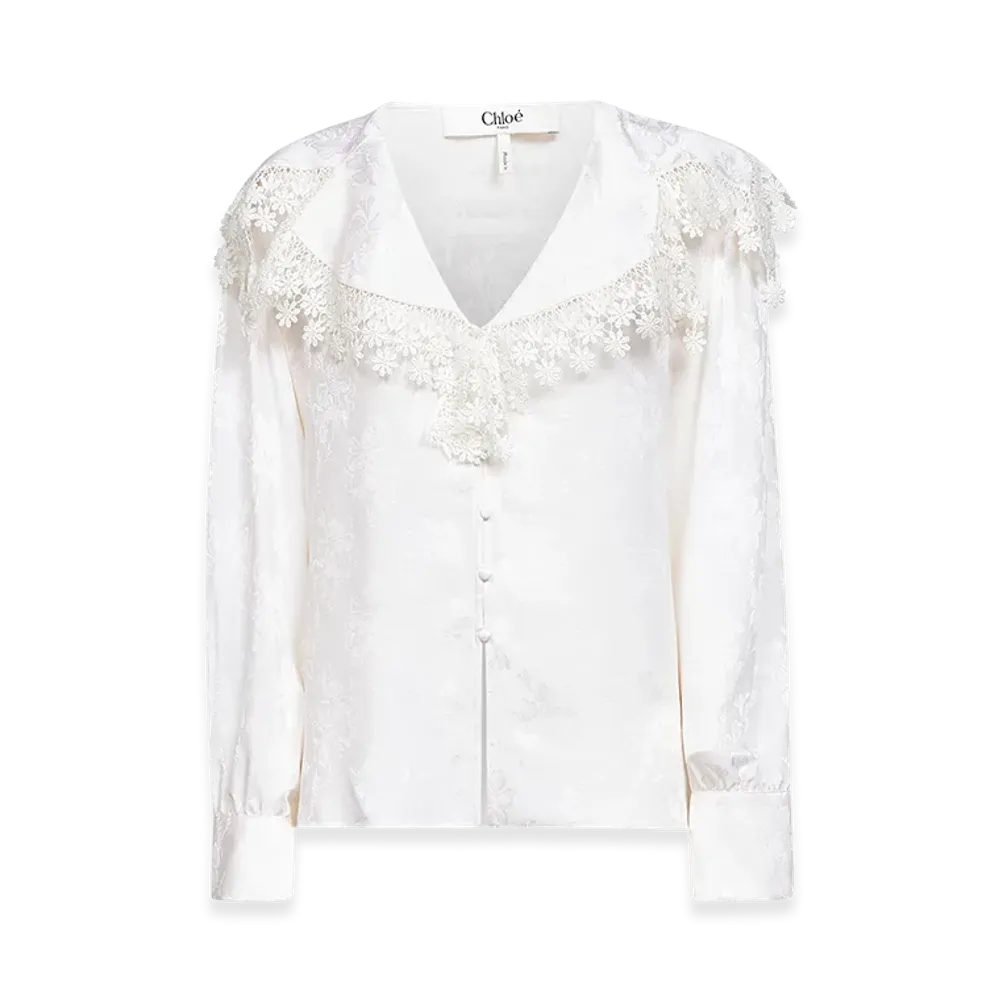 Chloe Women's Blouse With Maxi Collar "White"
