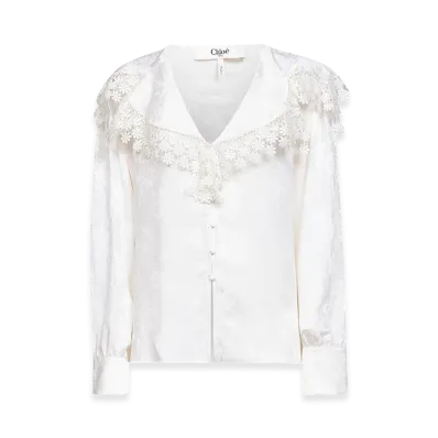 Chloe Women's Blouse With Maxi Collar "White"