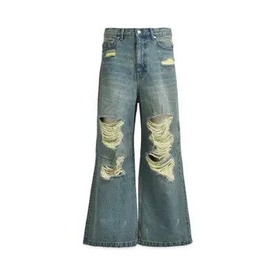 BREATH Grunge Wide Denim Pants "Indigo"