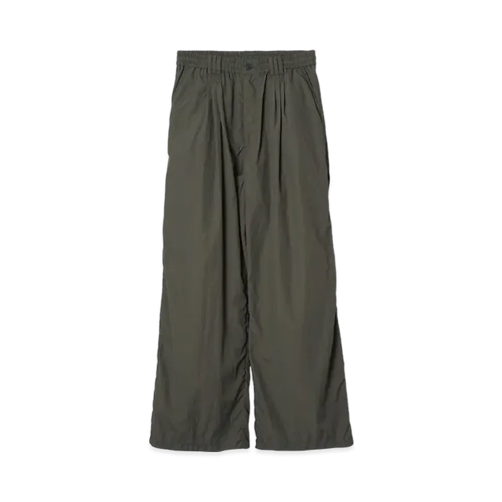 YOKE Light Nylon Taslan 3Pleated Wide-Leg Easy Trousers "Khaki"