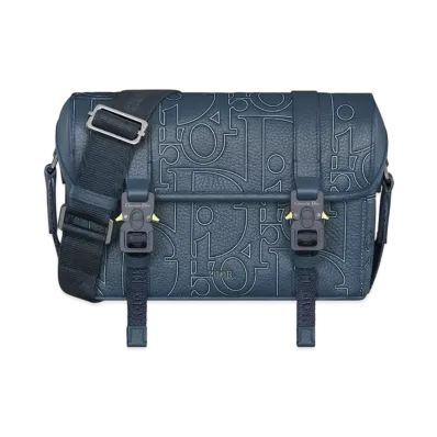 Dior Hit the Road Messenger Bag with Flap Dior Gravity Outline Leather and Grained Calfskin "Navy Blue"