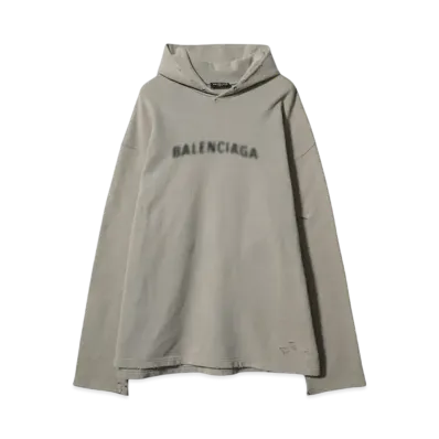 BALENCIAGA Logo Oversized Distressed Hoodie "GRAY"