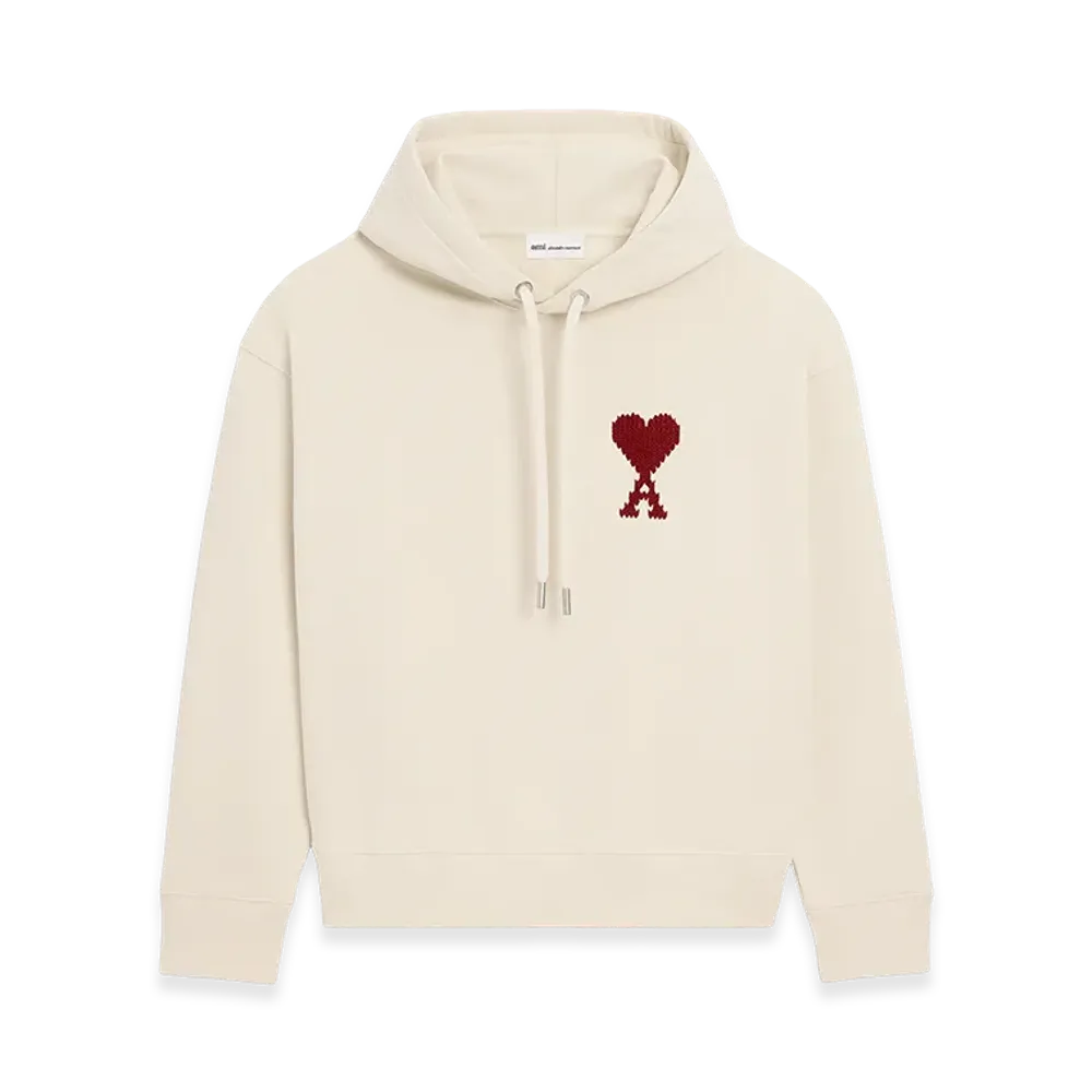 AMI PARIS Cotton Ami De Coeur Embroidered Hoodie "White"