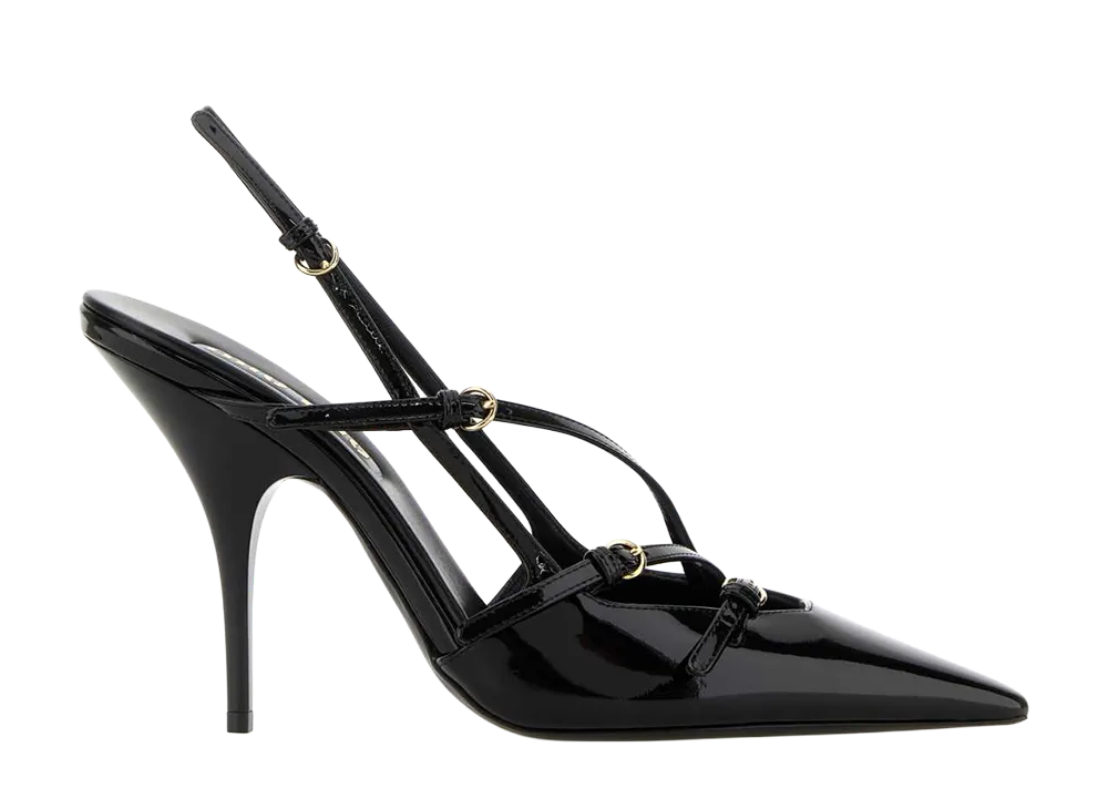 MIU MIU Women's Brushed Leather Slingbacks with Buckles "Black"