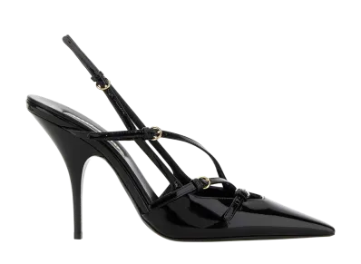MIU MIU Women's Brushed Leather Slingbacks with Buckles "Black"