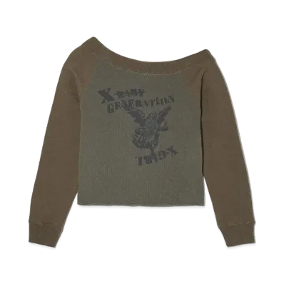 X-Girl Off The Shoulder Sweat Top "Olive"