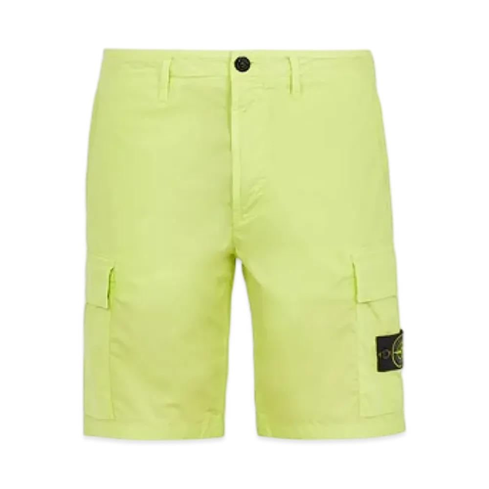 Stone Island L0803 Stretch Cotton Tela Paracadute Garment Dyed Cargo Bermuda Shorts - 22SS "Lemon"