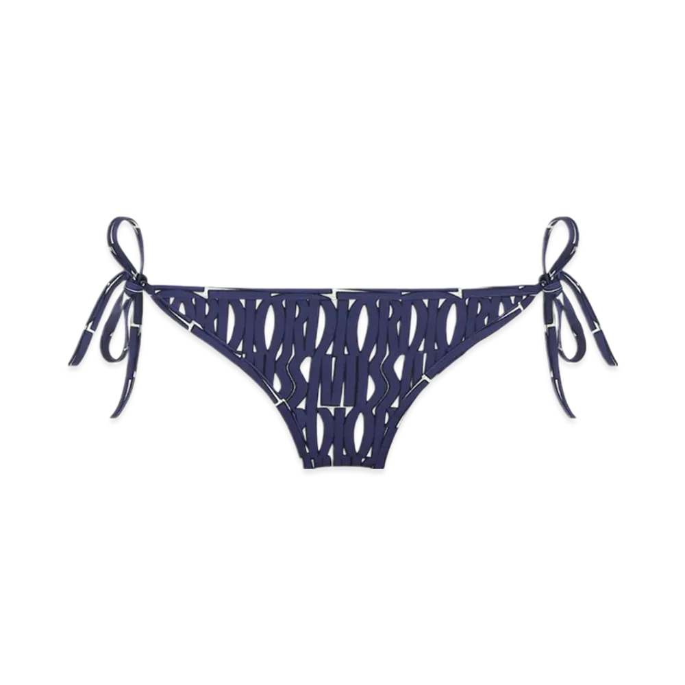 Dior Women's Technical Fabric with Miss Dior Allover Motif Bikini Bottom "White/Navy Blue"