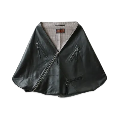 KAPITAL LEATHER RIDERS MINI PONCHO "Black"