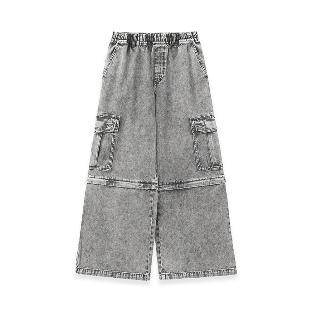 X-Girl Women's Washed 2Way Wide Leg Cargo Pants "Black"