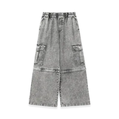 X-Girl Women's Washed 2Way Wide Leg Cargo Pants "Black"