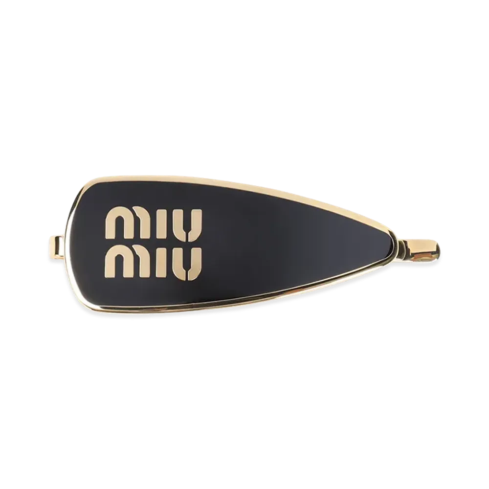 MIU MIU Women's Enameled Metal Hair Clips "Black"