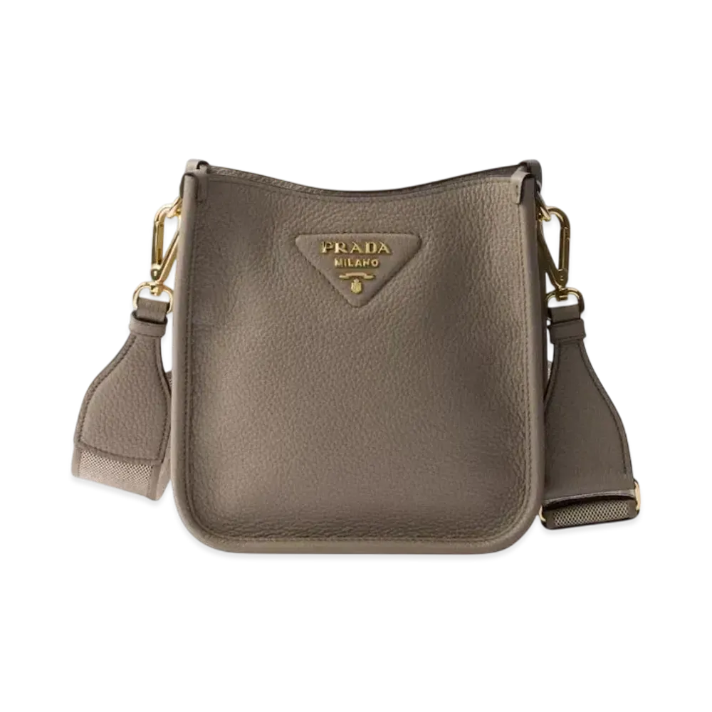 PRADA Leather Mini Shoulder Bag "Light Gray"