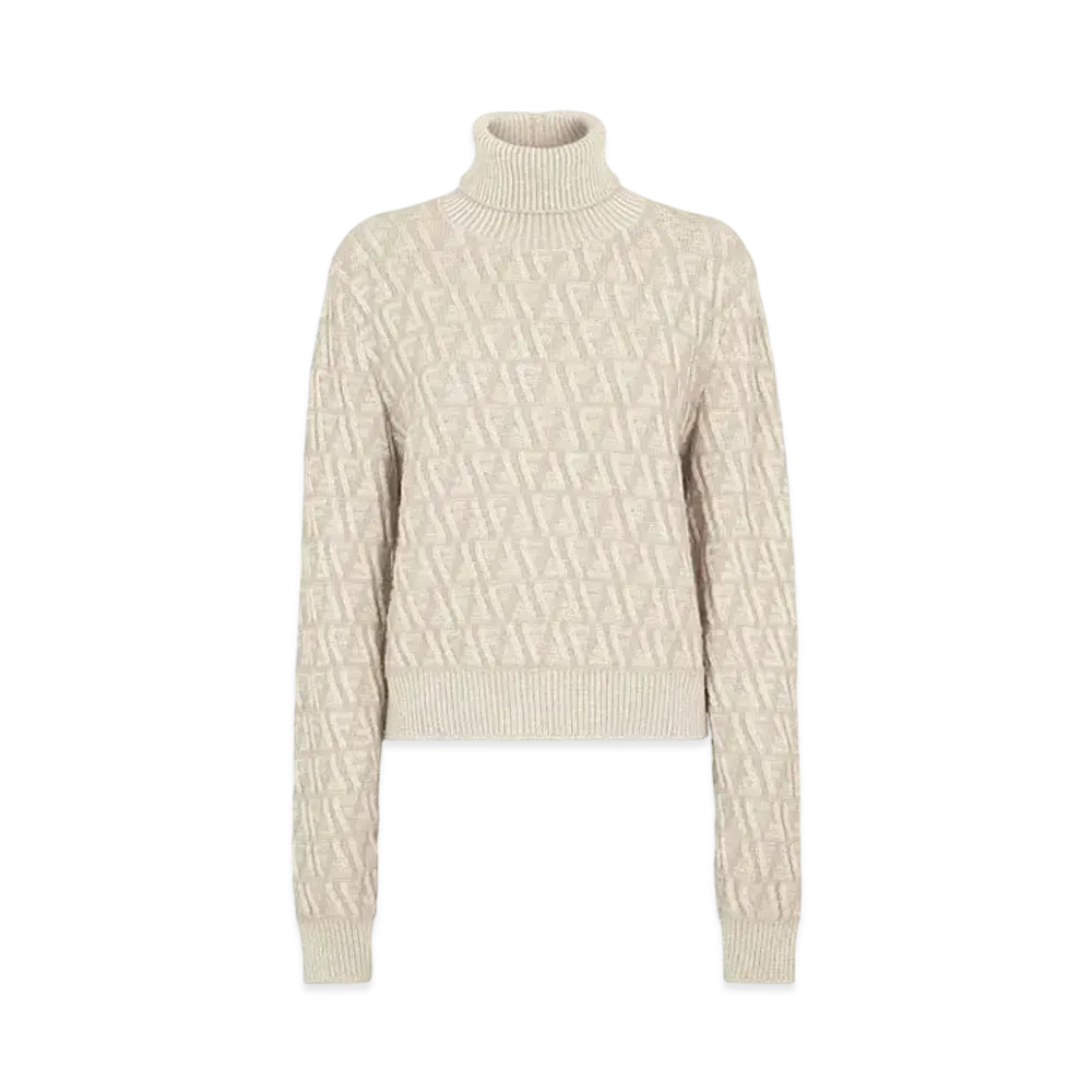 FENDI Women's FF Wool & Cashmere Turtleneck Sweater "Beige"
