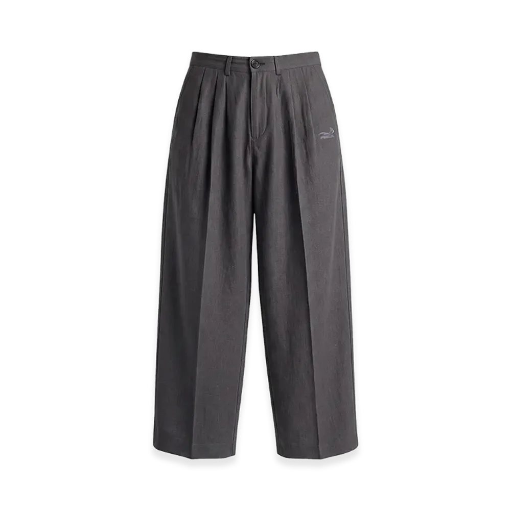 FEELS. Linen Two-Tucked Slacks "Gray"