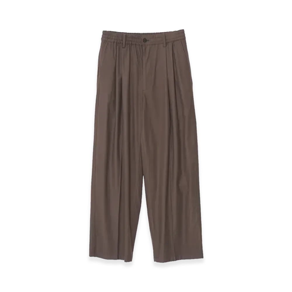 YOKE Rayon Polyester Brushed Twill 2Pleated Easy Trousers "Greige"