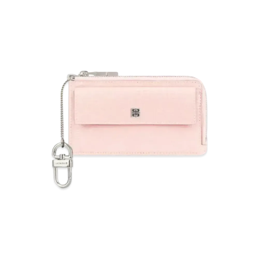 GIVENCHY 4G Zipped Card Holder In 4G Leather "Powder Pink"