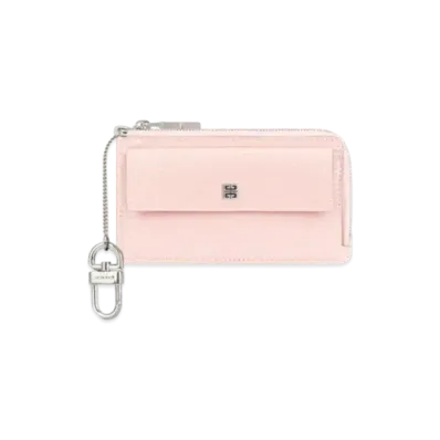 GIVENCHY 4G Zipped Card Holder In 4G Leather "Powder Pink"