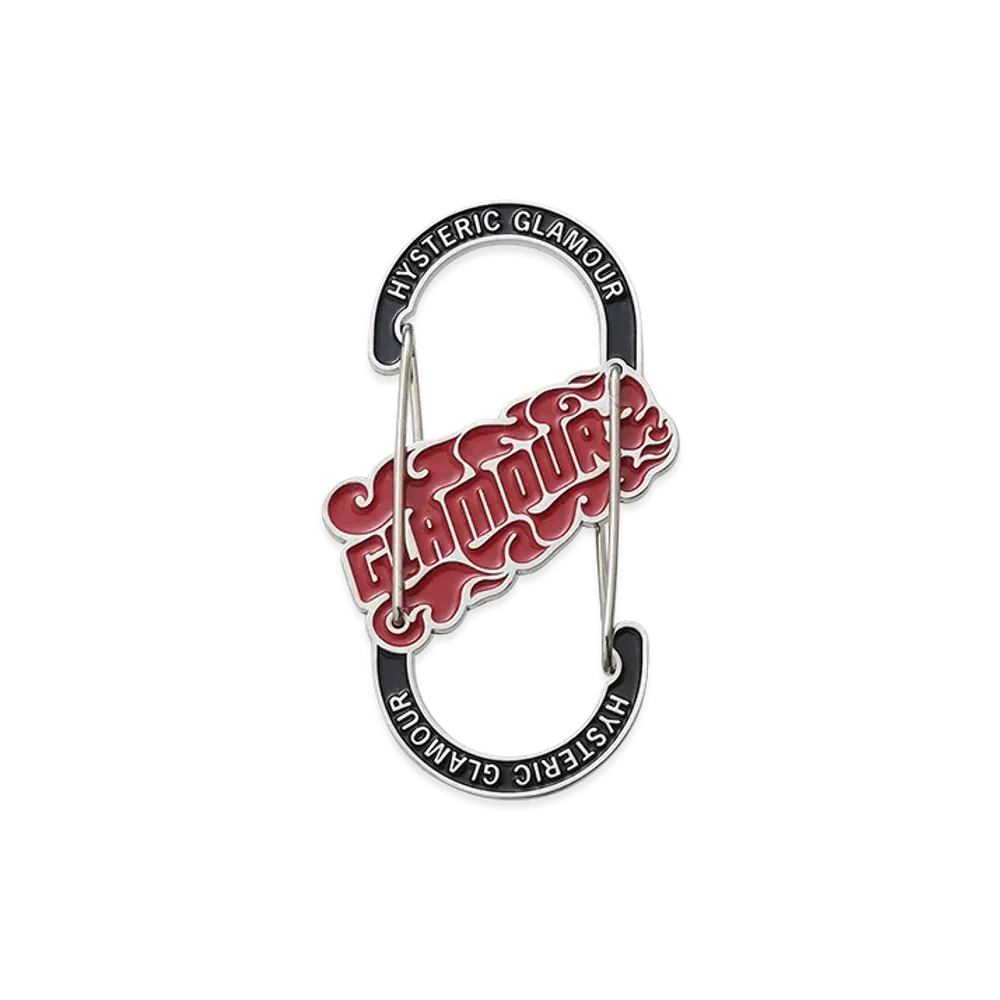 HYSTERIC GLAMOUR Flame Logo Carabiner Keychain "Black"