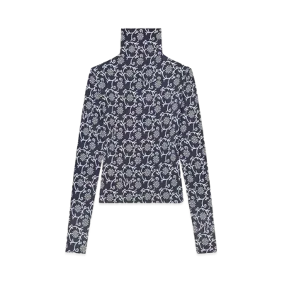 KENZO 'MARGUERITE'' Allover Turtleneck "Blue Black"