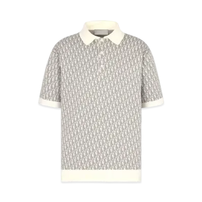 Dior Dior Oblique Polo Shirt Cotton Jacquard "White/Blue/Brown "
