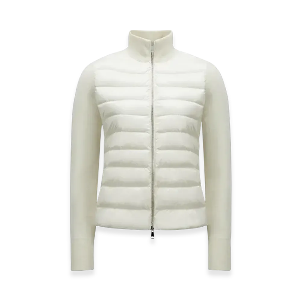 MONCLER Padded Wool Zip-Up Cardigan "White"