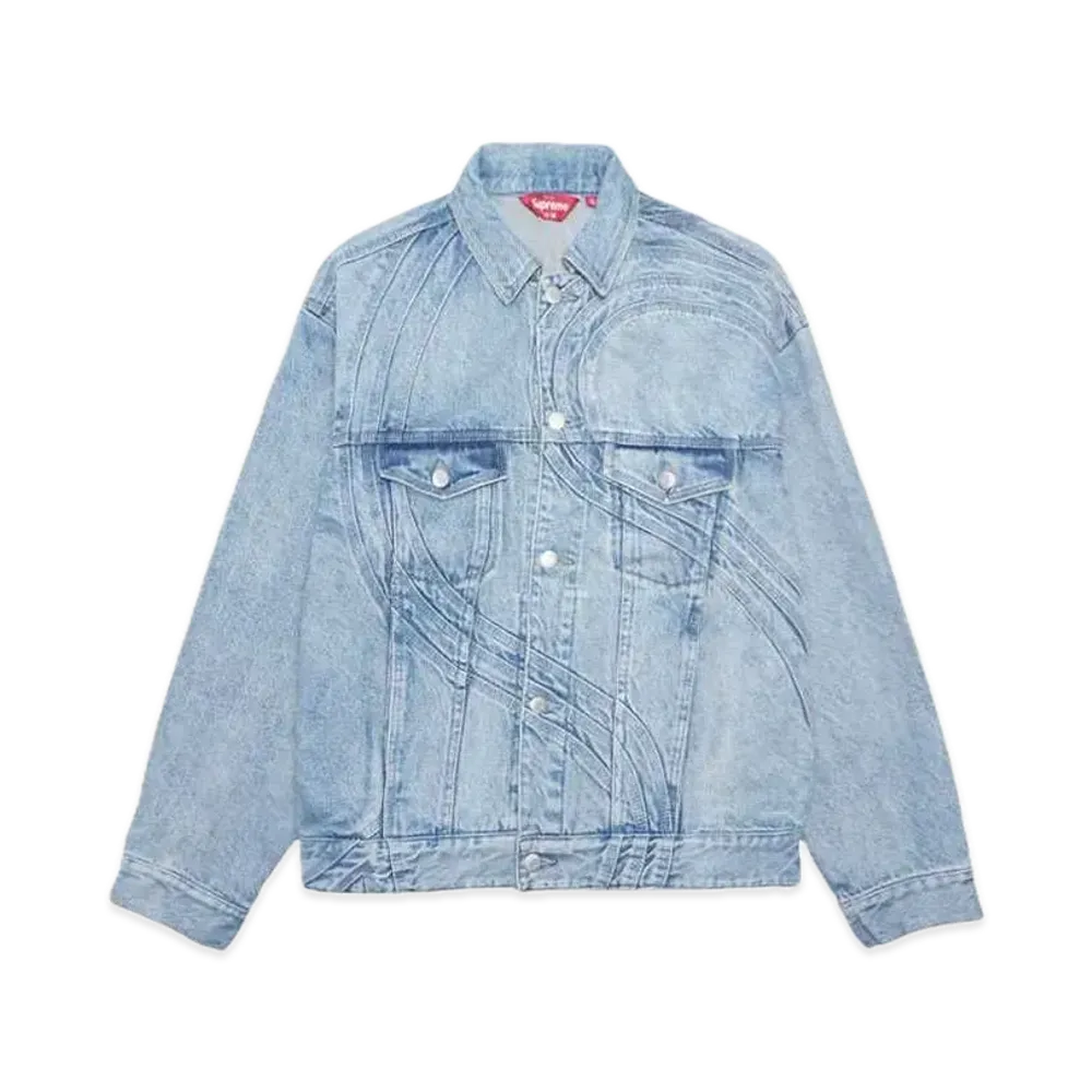 Supreme S Logo Denim Trucker Jacket "Washed Blue"