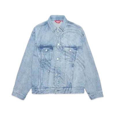 Supreme S Logo Denim Trucker Jacket "Washed Blue"