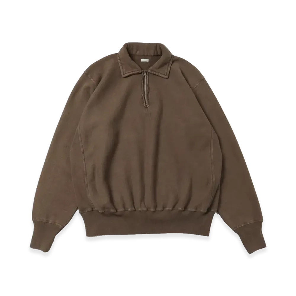 A.PRESSE Vintage Half Zip Sweatshirt "Brown"
