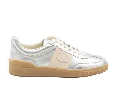 Valentino Garavani Women's Upvillage Sneaker In Laminated Calfskin "Silver"