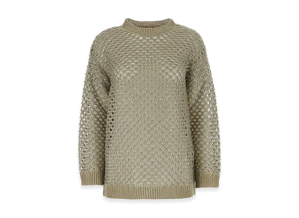 Valentino Women's Embellished Crochet Sweater "Green"