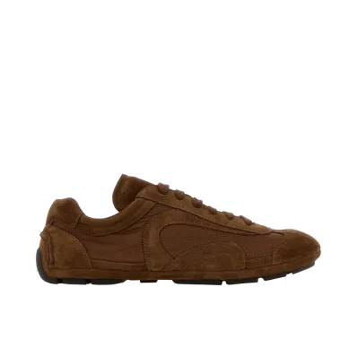 PRADA Suede and Re-Nylon Montecarlo Re-Edition 2005 Sneakers "Brown"