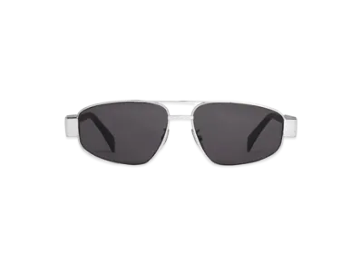CELINE Triomphe Metal 03 Sunglasses In Metal "Silver/Smoke"