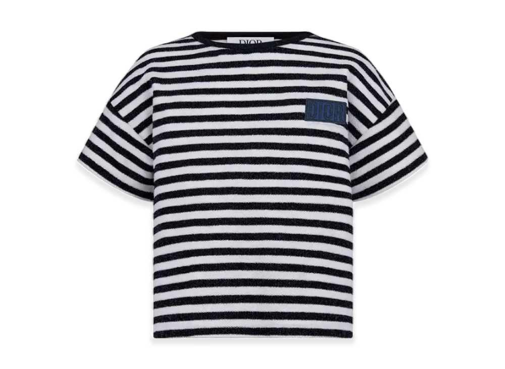 Dior Kids Metallic Stripe Short Sleeved T-Shirt "Navy"
