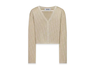 Dior Kids Oblique Knit-Blend Jacquard Cardigan "Metalic Gold"