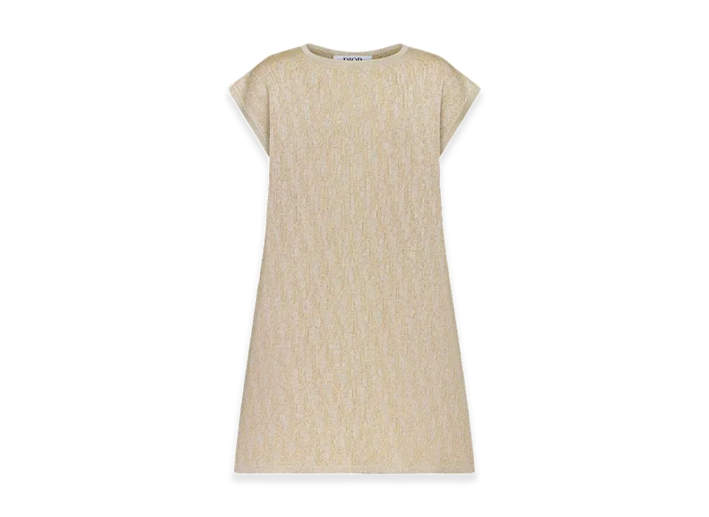 Dior Kids Oblique Knit Blend Jacquard A-Line Dress "Metallic Gold"