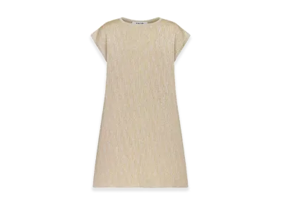 Dior Kids Oblique Knit Blend Jacquard A-Line Dress "Metallic Gold"
