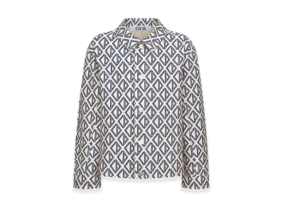 Dior Kids Blue CD Diamond Print Jacket Cotton Gabardine "Beige/Blue"