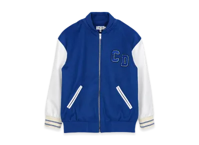 Dior Kids Wool Cashmere Technical Fabric Varsity Jacket "Ultra Marine Blue/White"