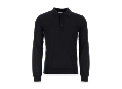 Valentino Cashmere Blend Polo Shirt "Midnight Blue"