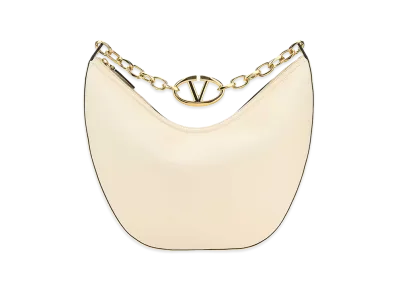 Valentino Women's Leather Medium Hobo Vlogo Moon Shoulder Bag "Ivory/White"