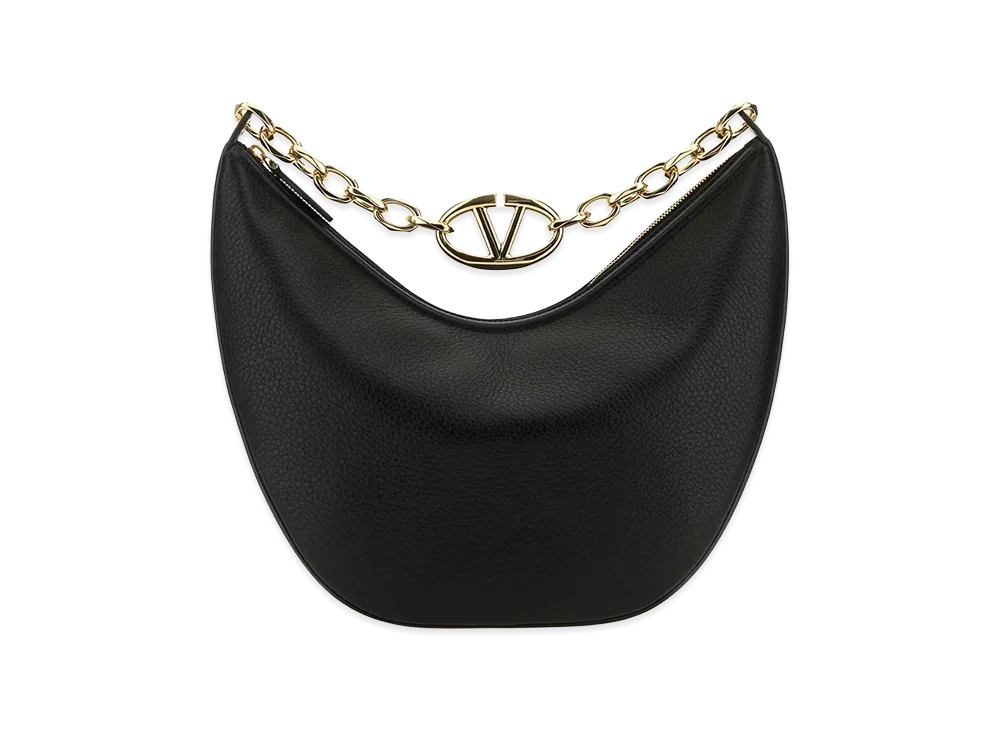 Valentino Women's Leather Medium Hobo Vlogo Moon Shoulder Bag "Black"