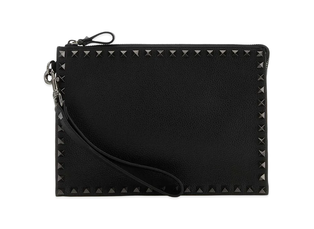 Valentino Leather Rockstud Clutch "Black"