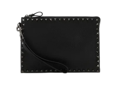 Valentino Leather Rockstud Clutch "Black"