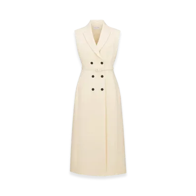 Dior Women's Mid-Length Blazer Dress Wool Silk "Ecru"