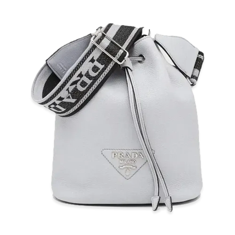 PRADA Leather Bucket Bag "Cornflower Blue"