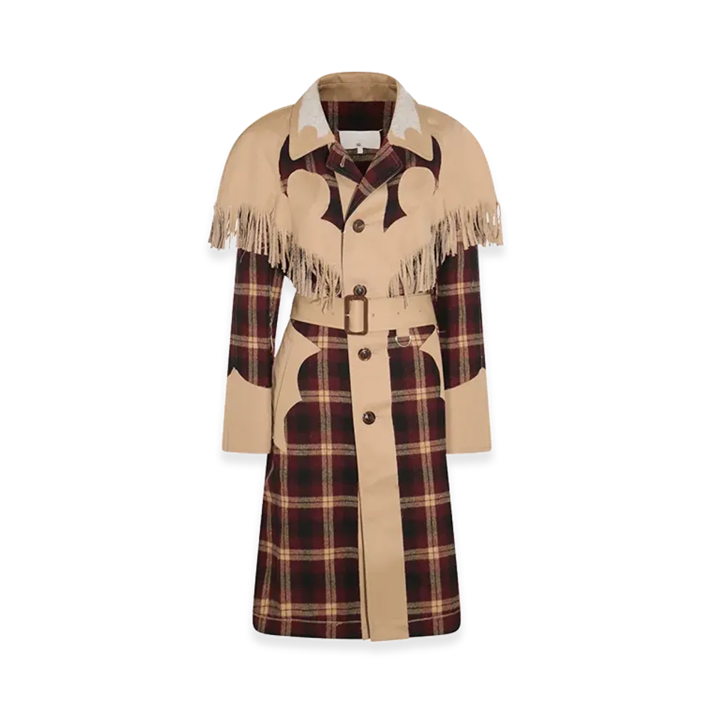Maison Margiela Women's Coats "Beige Burgundy"