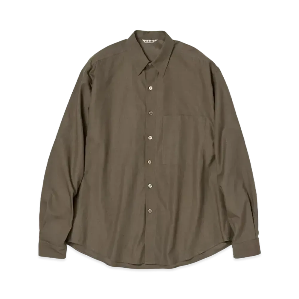 AURALEE Washed Finx Twill Big Shirt "Brown"